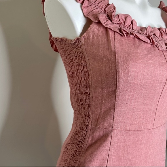 The Impeccable Pig pink ruffle mini dress Medium - Picture 4 of 7